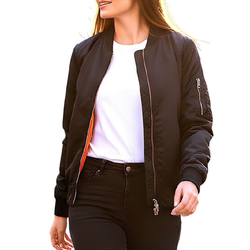 Zeagoo‎ Bomber Jacket Womens Navy Blue New MA-1 Flight Utility Coat Size S